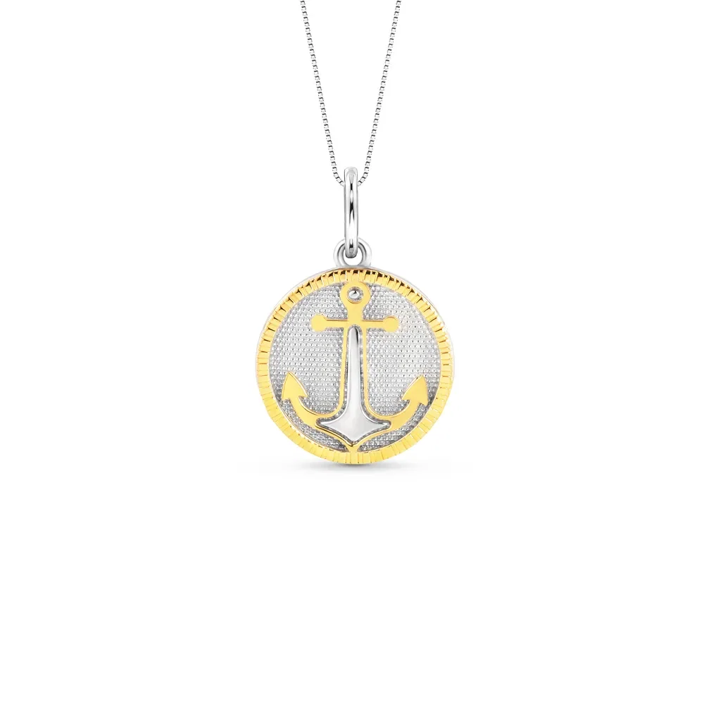 Pingente Âncora em Prata 925 e Ouro Amarelo 18k, 25mm — imagem 1