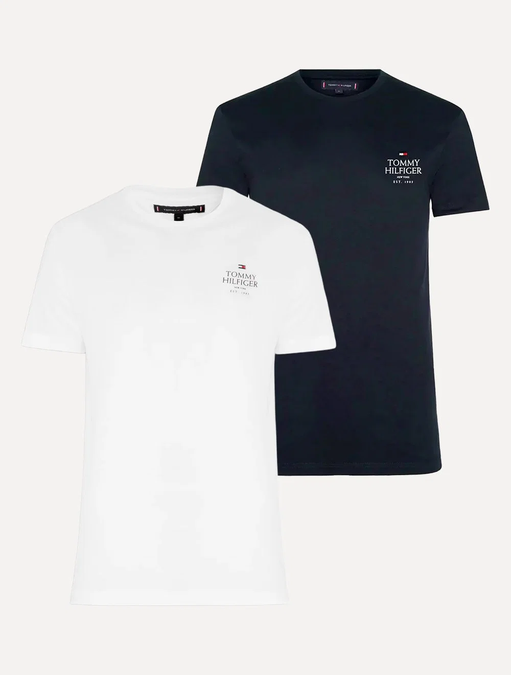 Kit Camisetas Tommy Hilfiger | Masculina Stack Brand Love Branca / Azul Marinho