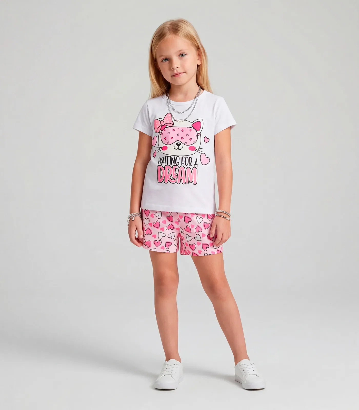 Pijama Infantil Menina Brilha no Escuro Kappes Branco
