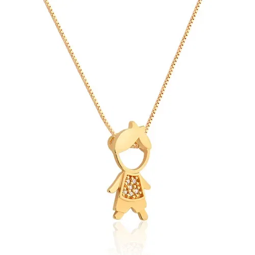Pingente Menino em Ouro Amarelo 18k com Diamantes, 15mm — imagem 1