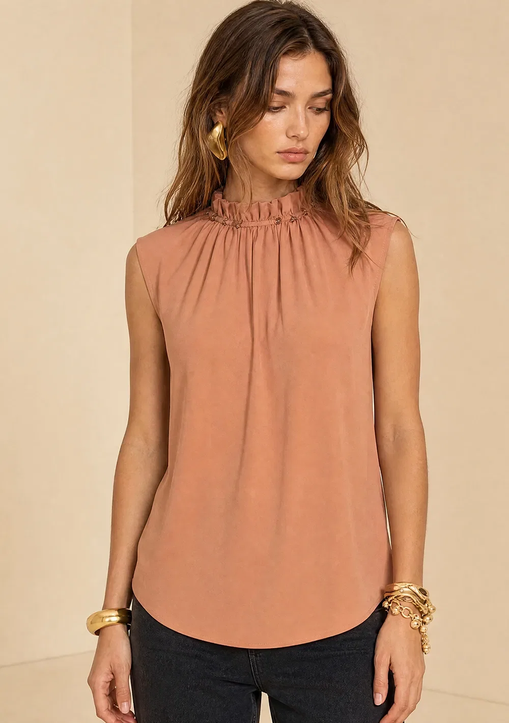 Blusa Gola Alta Moka Rosa — imagem 1