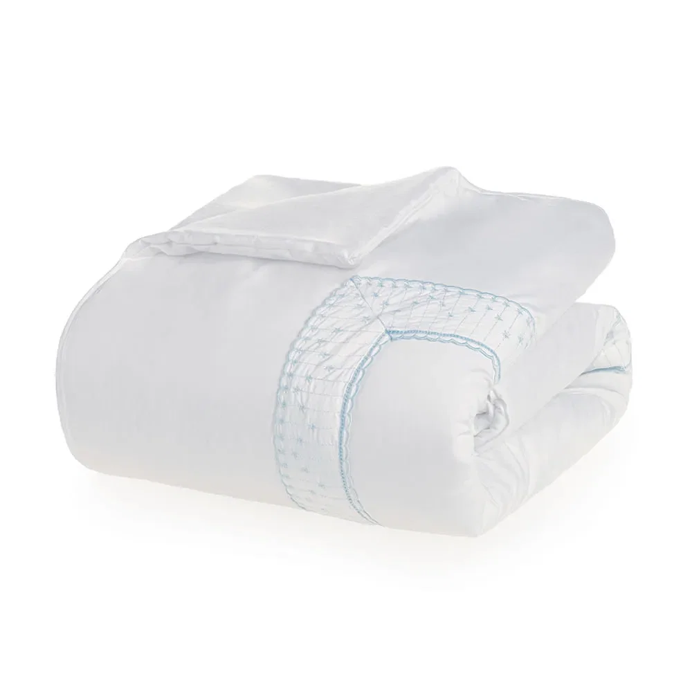 Edredom Baby 100% Algodão Egípcio Marco Branco / Soft Blue — imagem 1