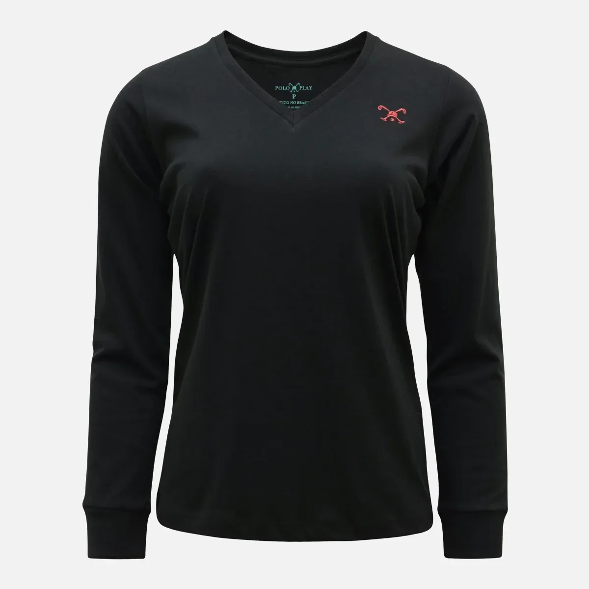 Camiseta Feminina Decote V Manga Longa Tc Zig Zag