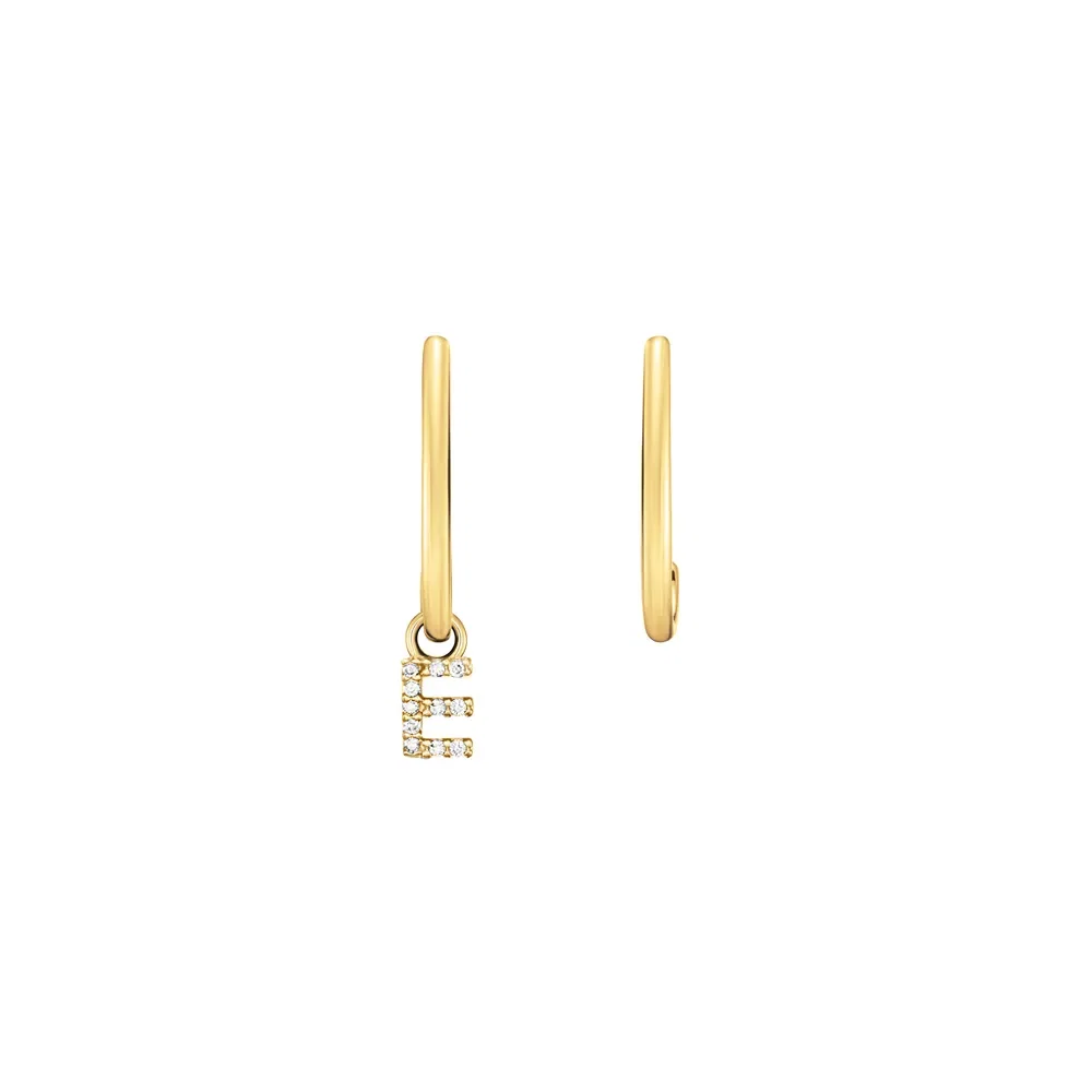 Brinco Letra E em Ouro Amarelo 18k com Diamantes — imagem 1