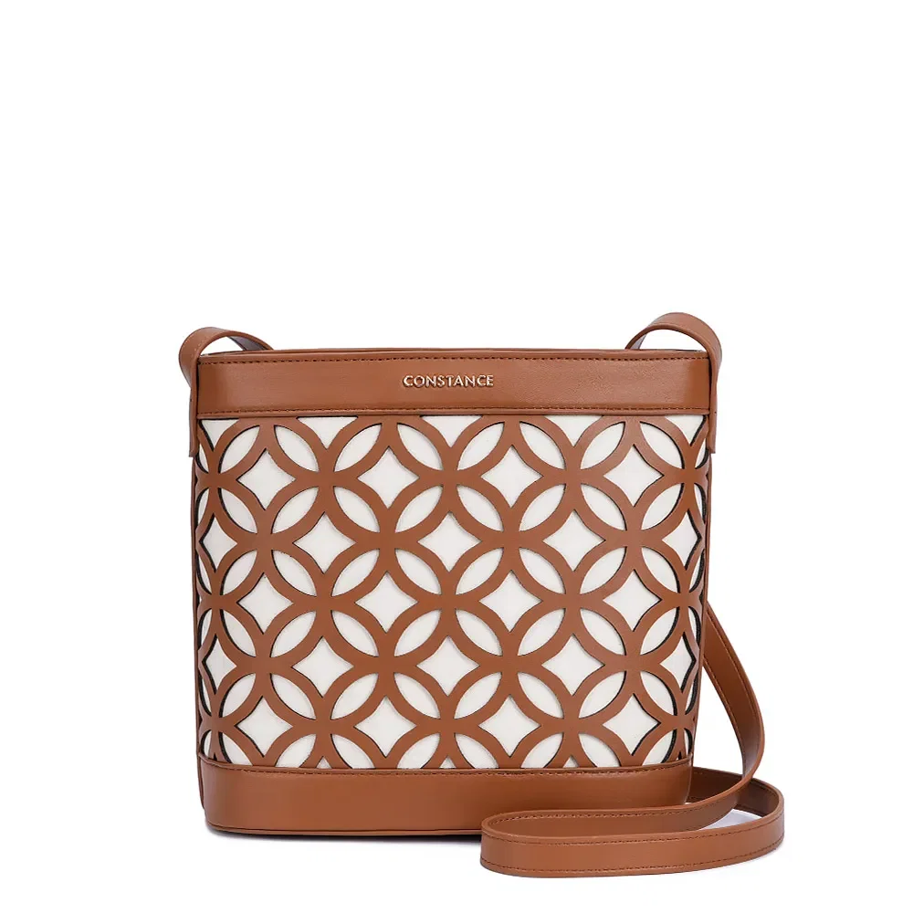 Bolsa Bucket Padrão Geométrico Caramelo — imagem 1