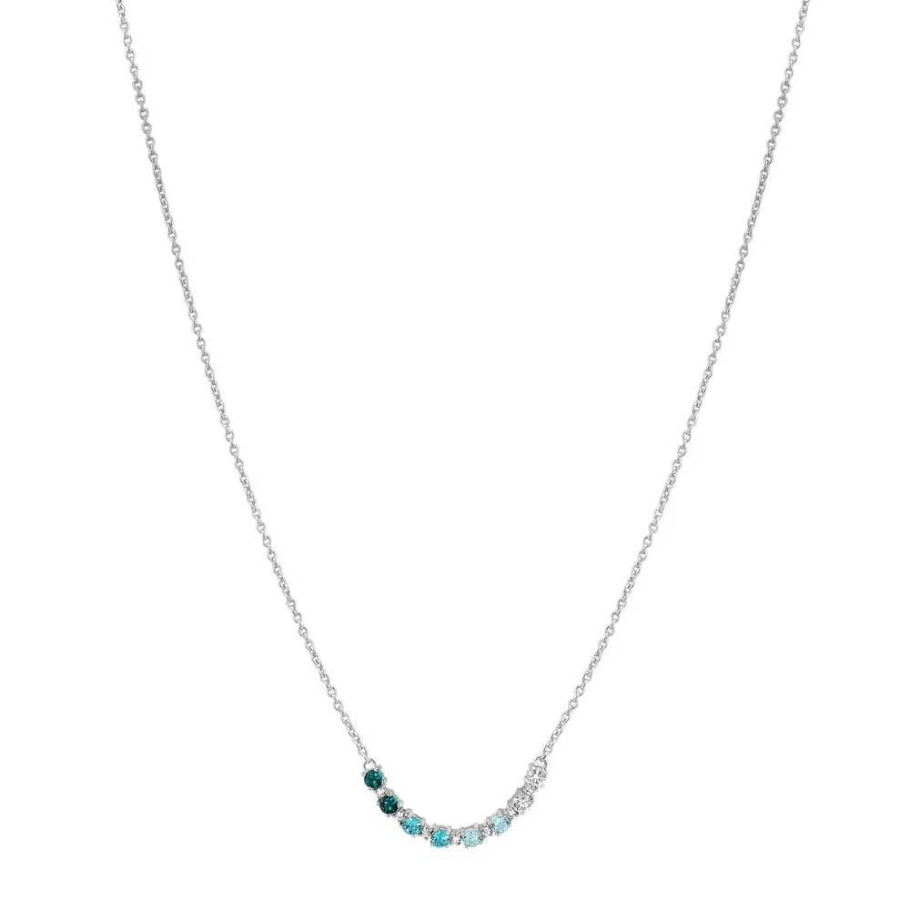 Colar Life Ocean em Prata 925 com Pedras Verdes e Incolores, 45cm — imagem 1