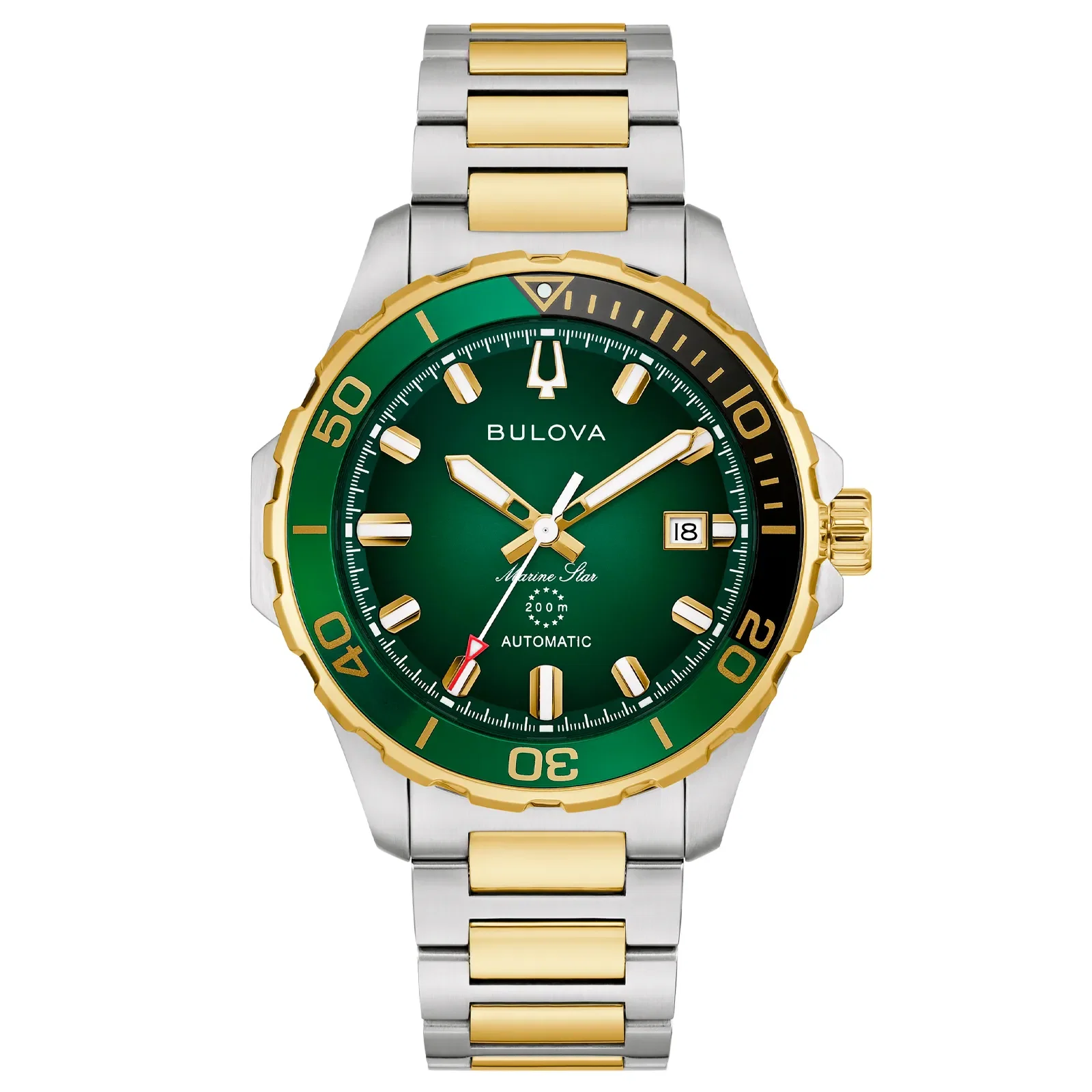 Relógio Bulova Marine Star Automático Masculino em Aço Prateado e Dourado 98B467