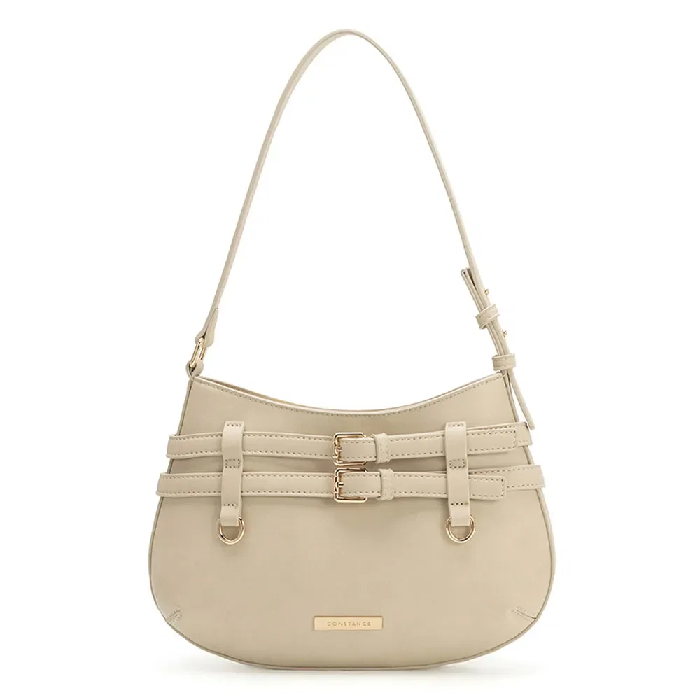 Bolsa Baguete Fivelas Bege