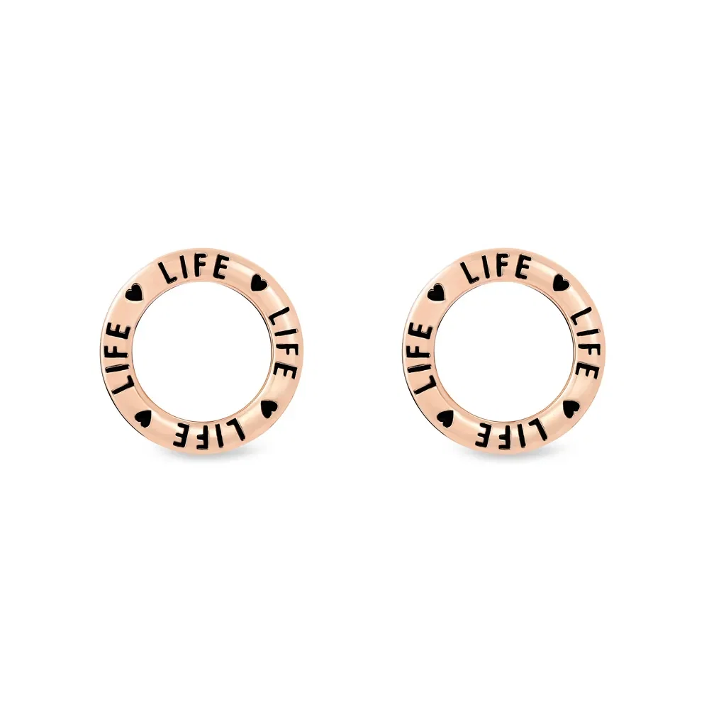 Brinco Lifemania Redondo Esmaltado em Liga Rosé com Banho de Ouro Rosé