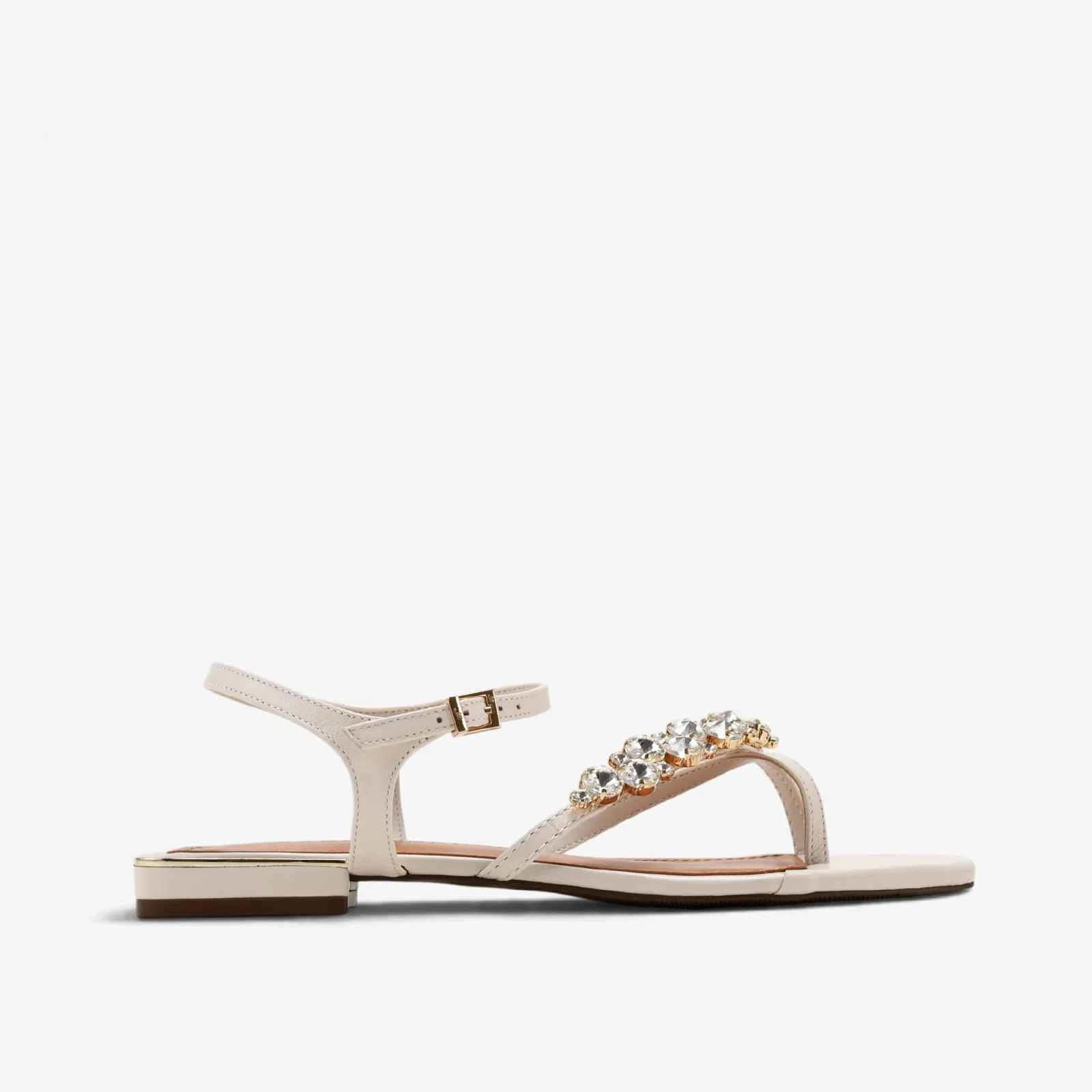 Sandália Rasteira Off White Algodão Couro — imagem 1