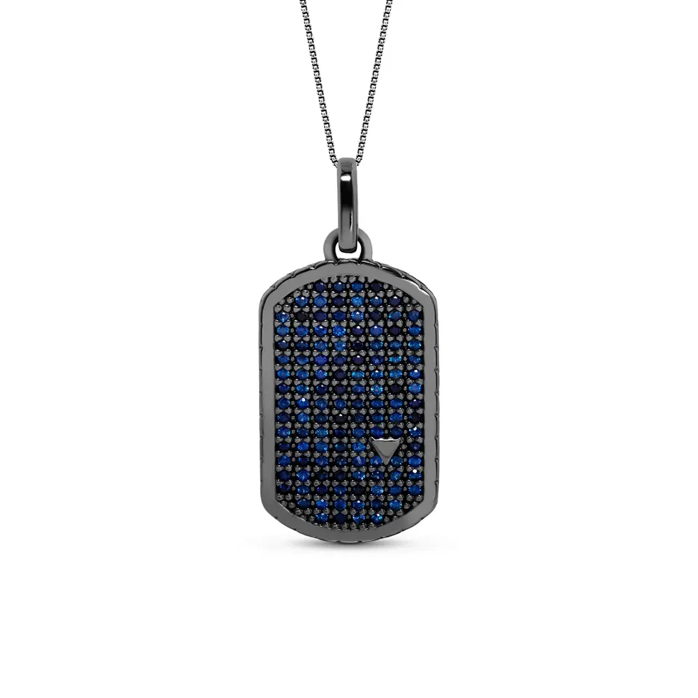 Pingente Argos em Prata 925 com Ródio Negro e Safiras Azul, 33mm — imagem 1