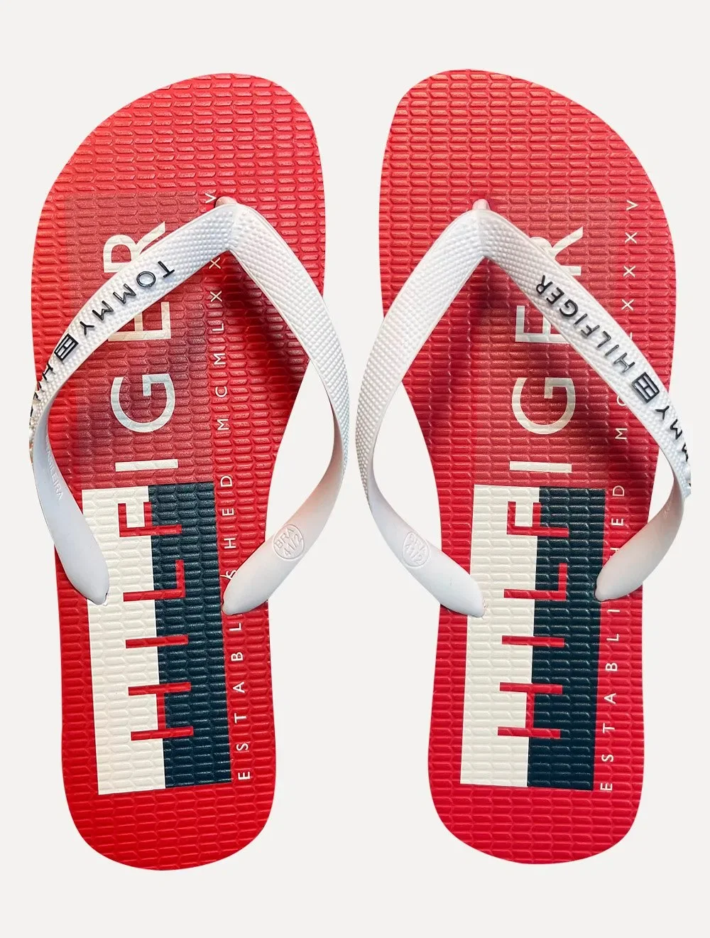 Chinelo Tommy Hilfiger Masculino Silk Flag Logo Beach Rubber Vermelho