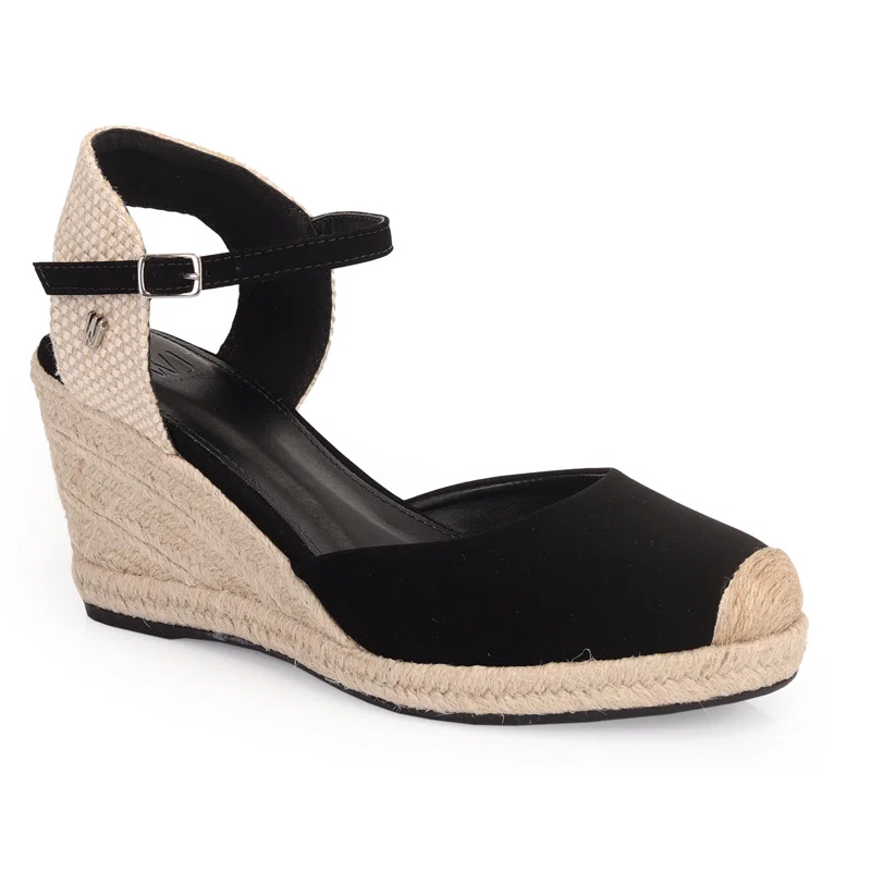 Sandália Anabela Basica Com Tornozeleira 7cm