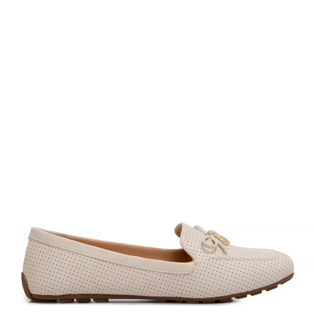 Mocassim Laço Enfeite Off White
