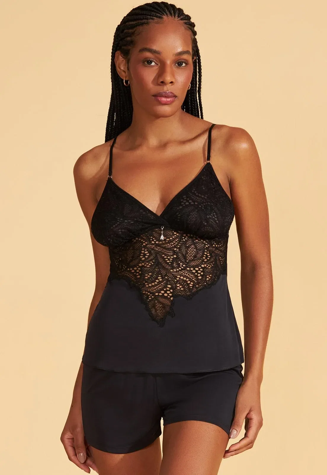 Babydoll De Microfibra e Renda Recco