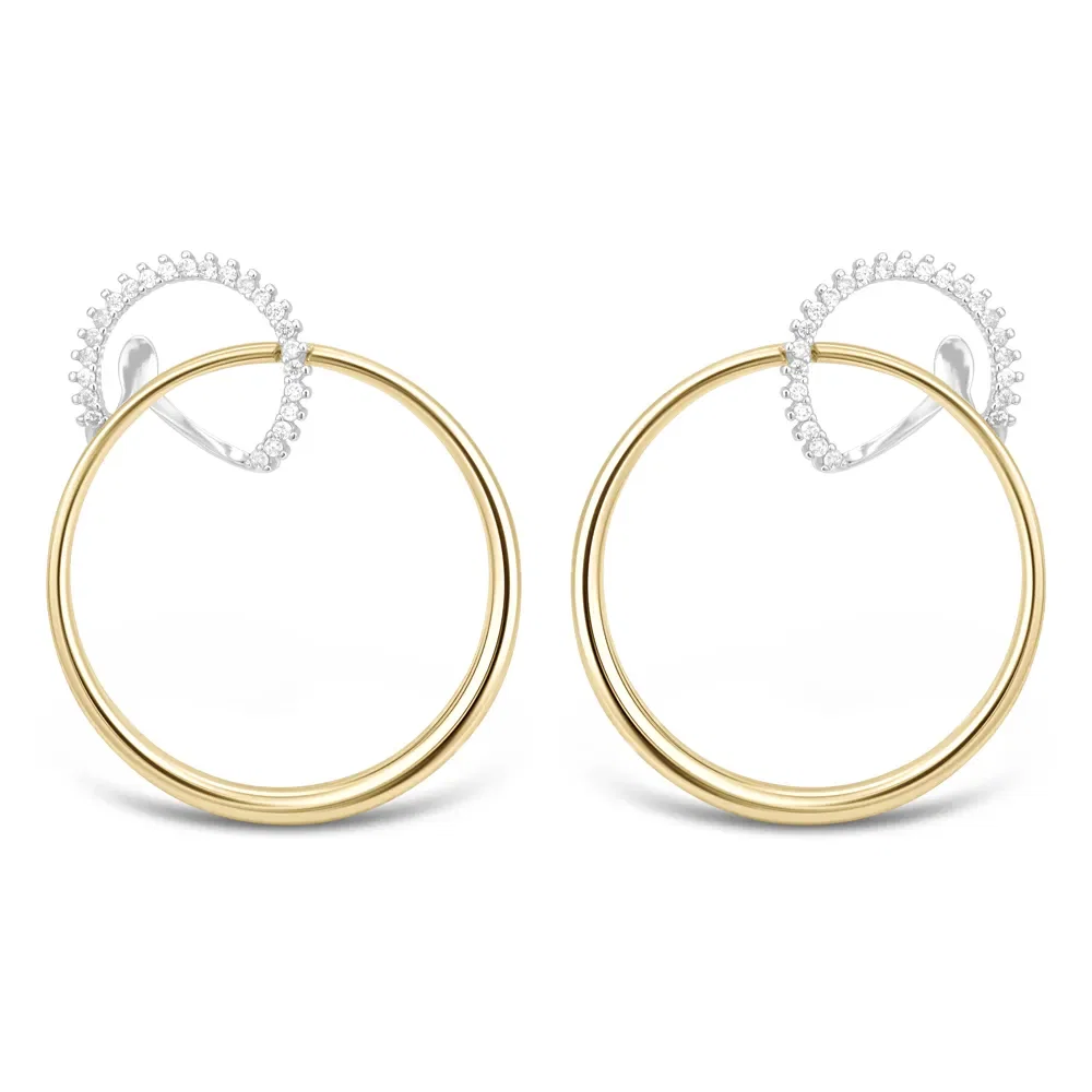Brinco Circolare em Ouro Amarelo e Ouro Branco 18k com Diamantes — imagem 1