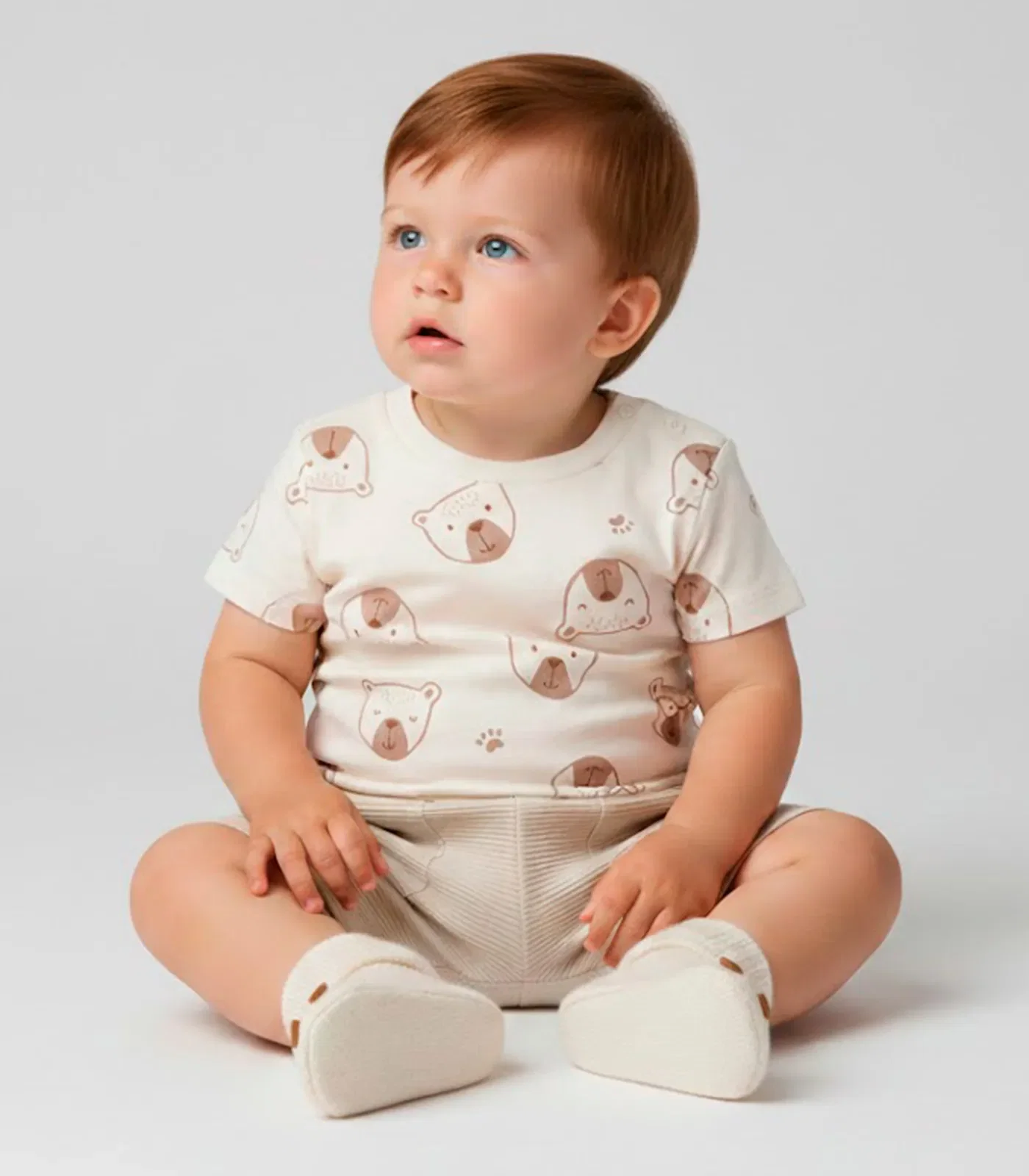 Conjunto Infantil Camiseta e Bermuda Trick Nick Bege