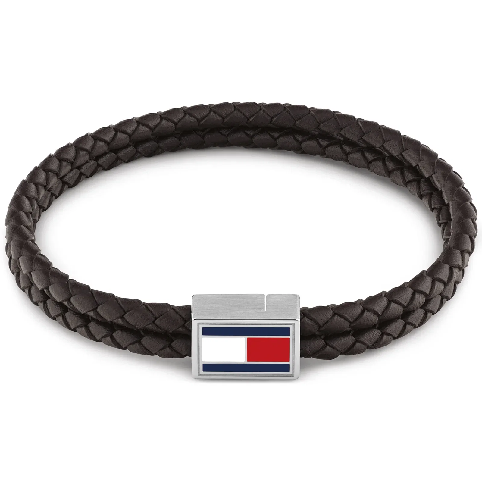 Pulseira Tommy Hilfiger 3D Flag Leather em Couro Marrom 2790754S