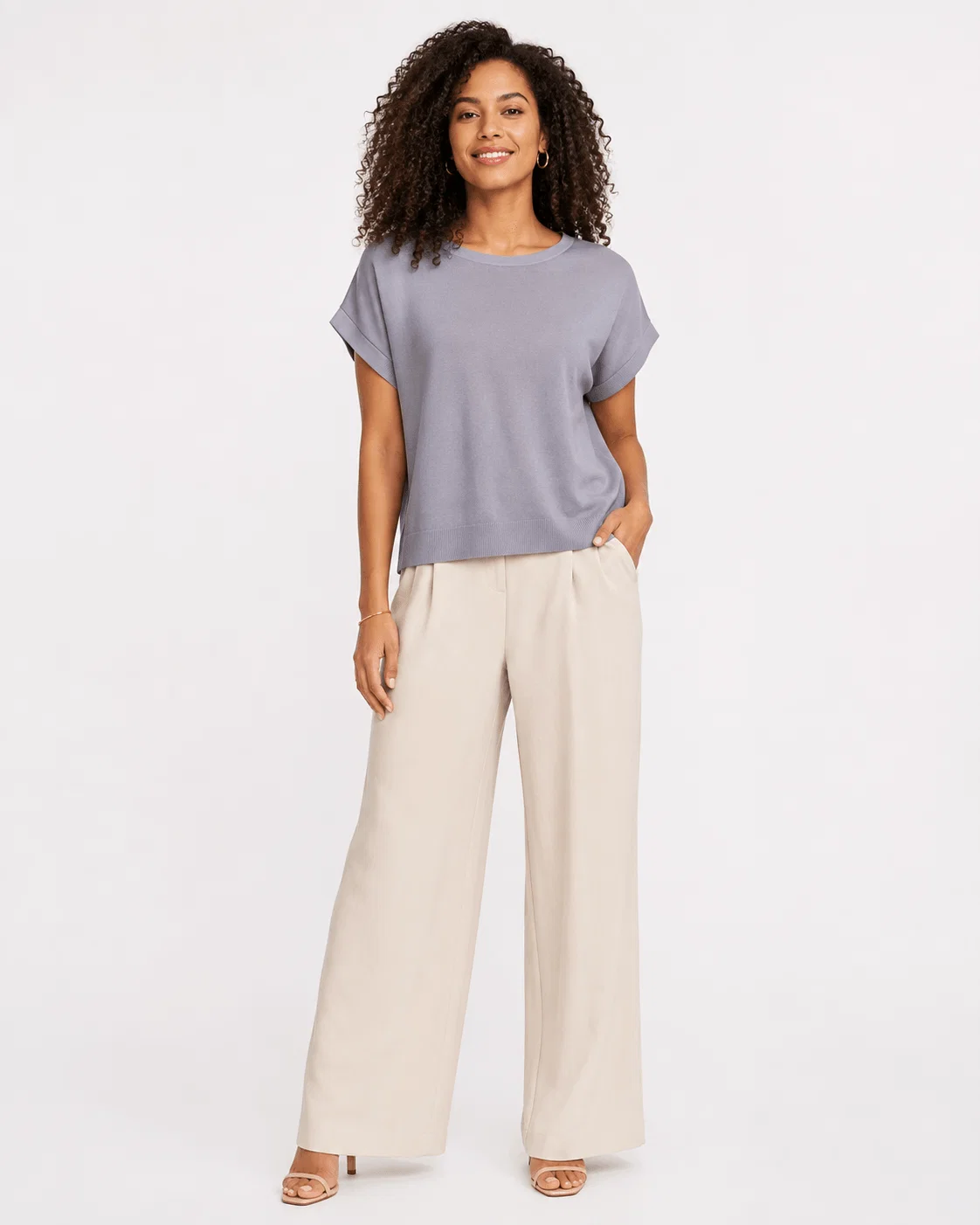 Blusa Tricot Ampla Manga Raglan - Lilas