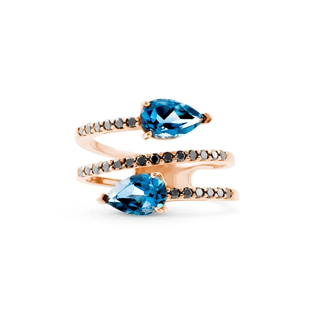 Anel Enlace em Ouro Rosé 18k com Topázio London e Diamantes