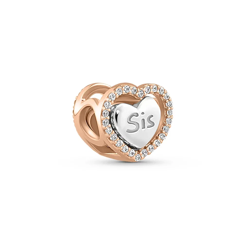 Separador Life Mama Coração Best em Liga Rosé com Banho de Ouro Rosé 18k e Pedras Incolores