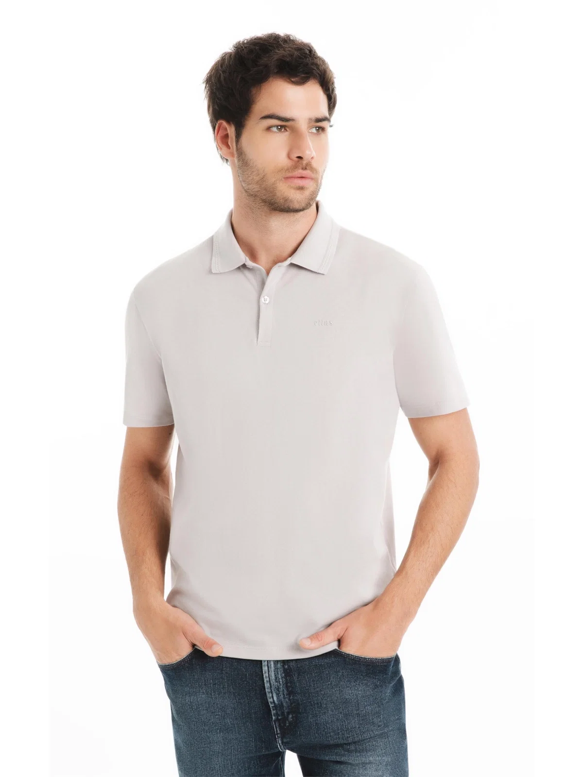 Polo Piquet Nervura Classic Azul Seco — imagem 1