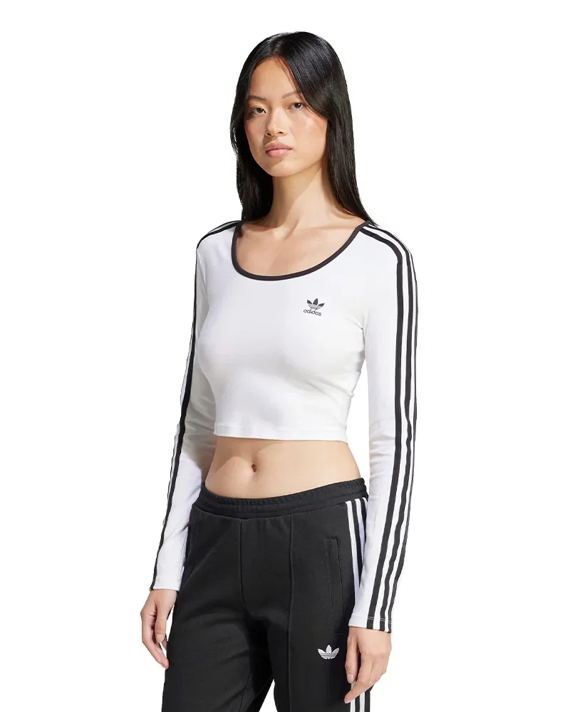 Camiseta Adidas Cropped Adicolor 3 Listras Feminina