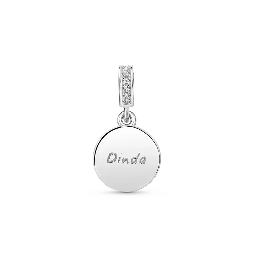 Pingente Life Mama Medalha Dinda em Prata 925 com Pedras Incolores — imagem 1
