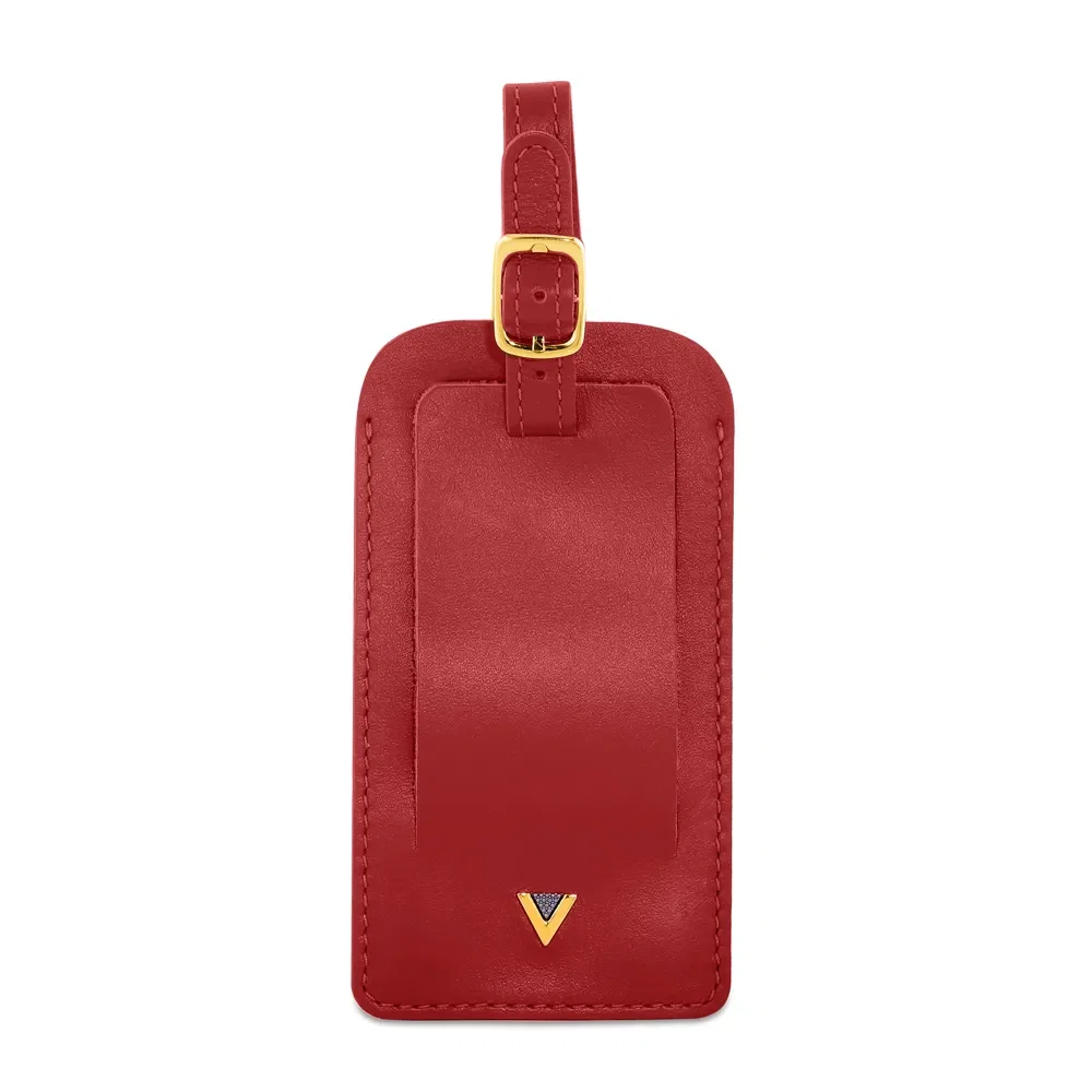 Tag Para Mala Vivara em Couro Vermelho Cereja