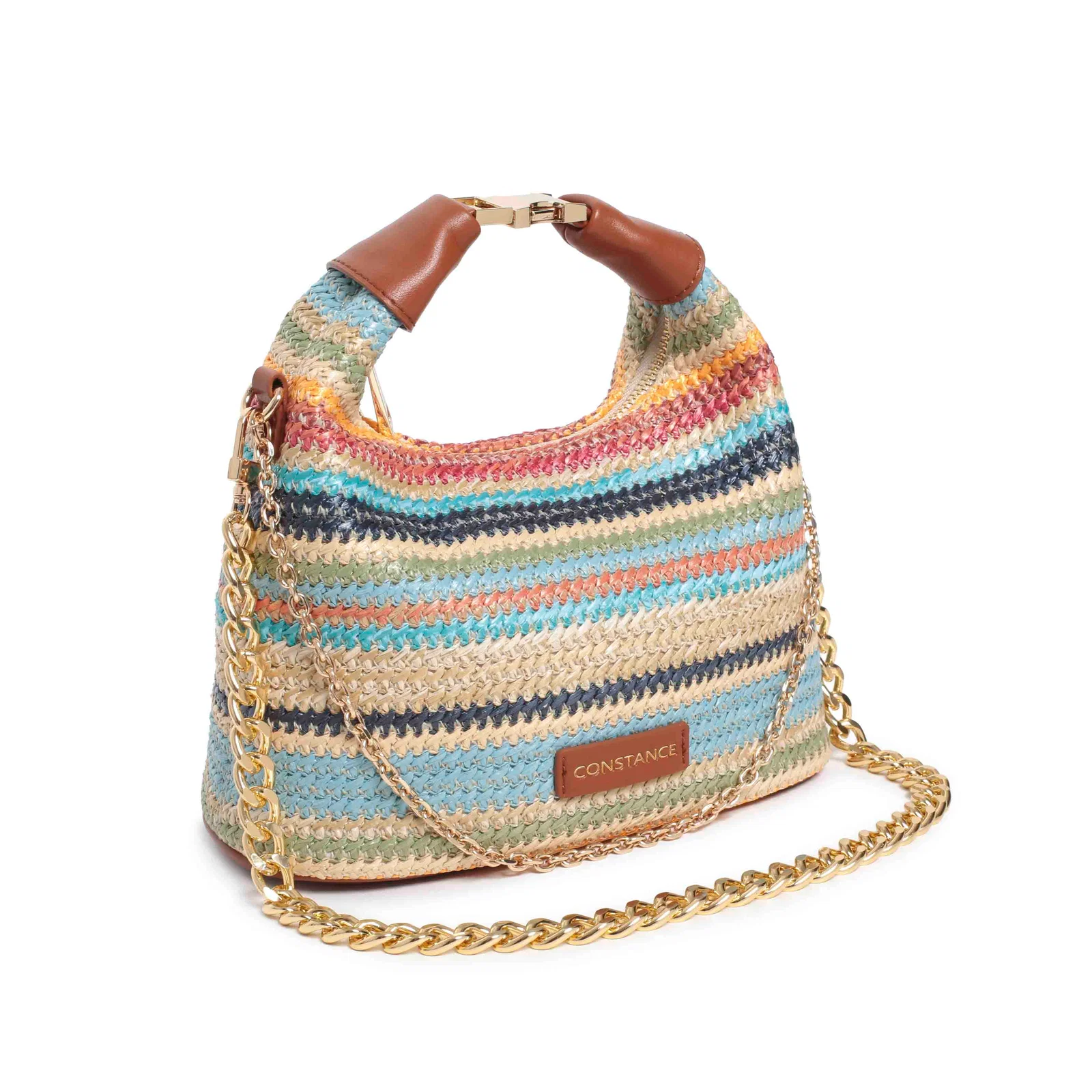 Bolsa Tiracolo Colorida Palha Listrada Media — imagem 1