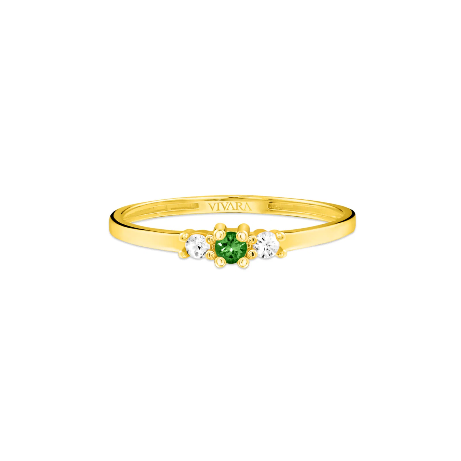 Anel Cores em Ouro Amarelo 18k com Turmalina Verde e Topázios Incolores