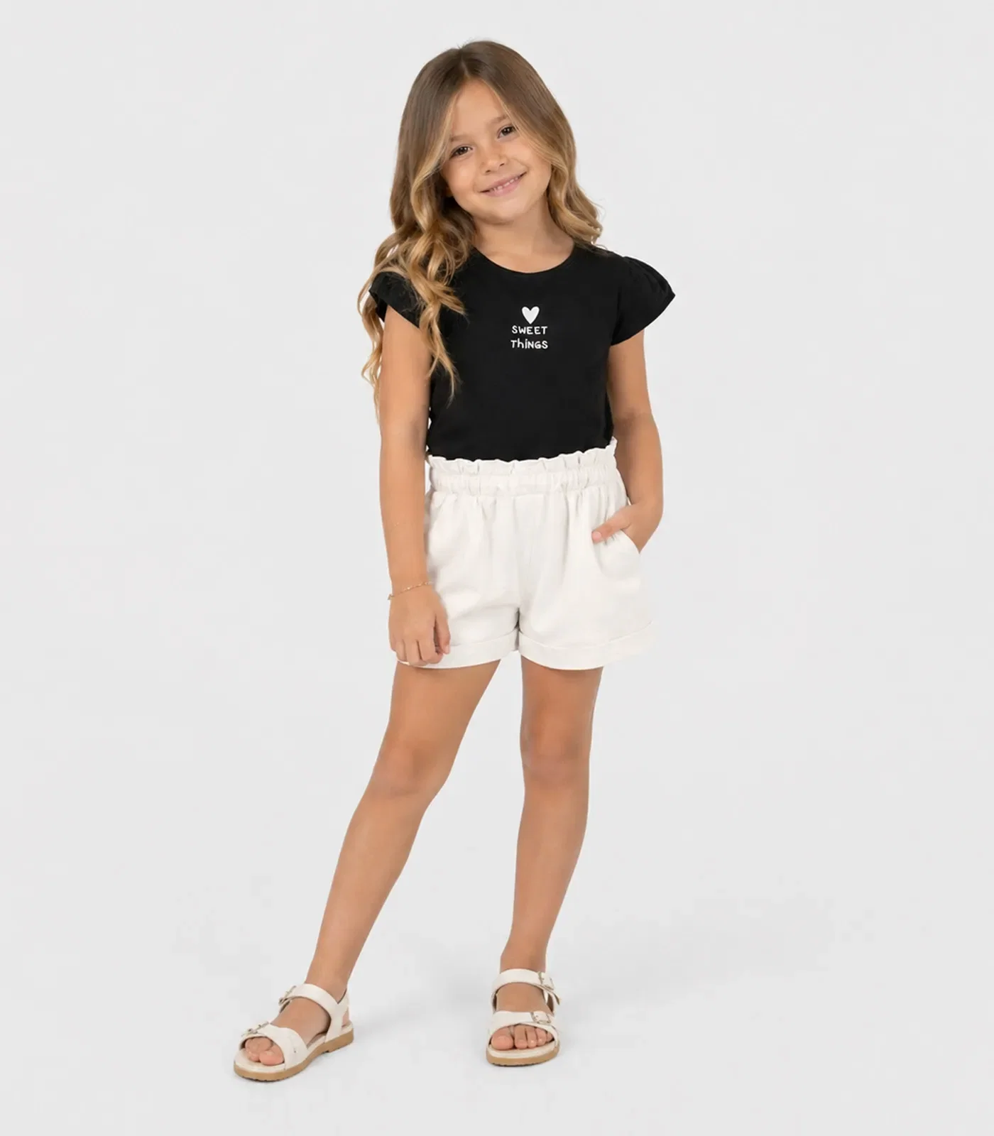 Conjunto Menina Verão Blusa Com Shorts Select Preto — imagem 1