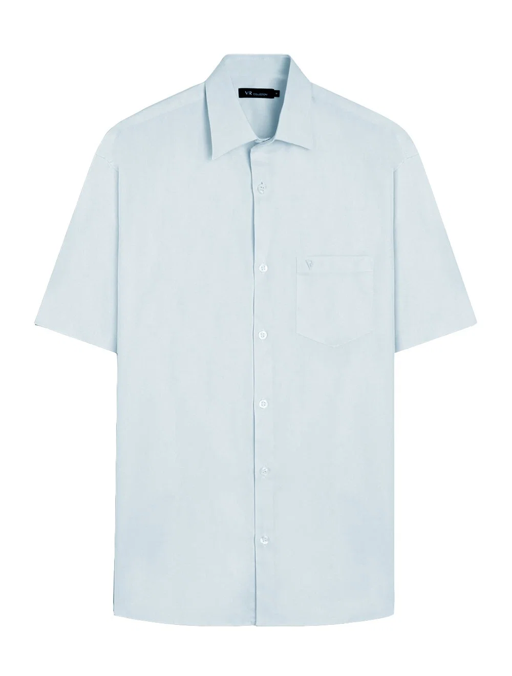 Camisa VR Masculina Casual Manga Curta Pocket Silicon Oil Azul Claro
