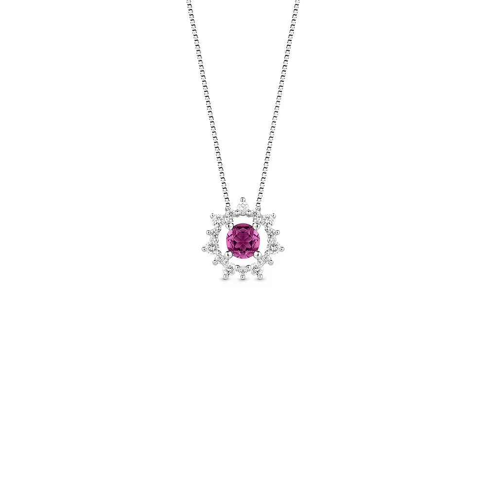 Pingente Olympia em Ouro Branco 18k com Rodolita e Diamantes, 9mm — imagem 1