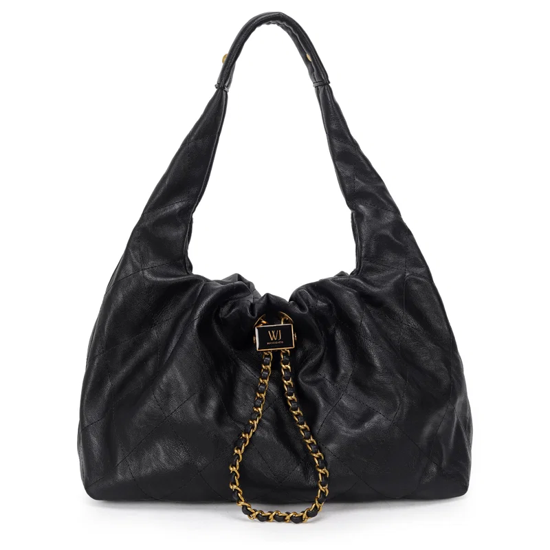 Bolsa Hobo Grande Detalhe Costuras E Fecho Metal Resinado