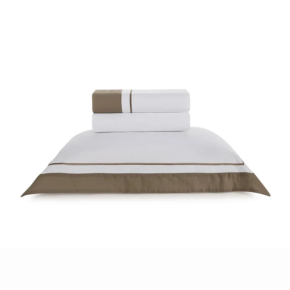 Jogo de Cama 200 Fios Fiesole Branco / Marrone