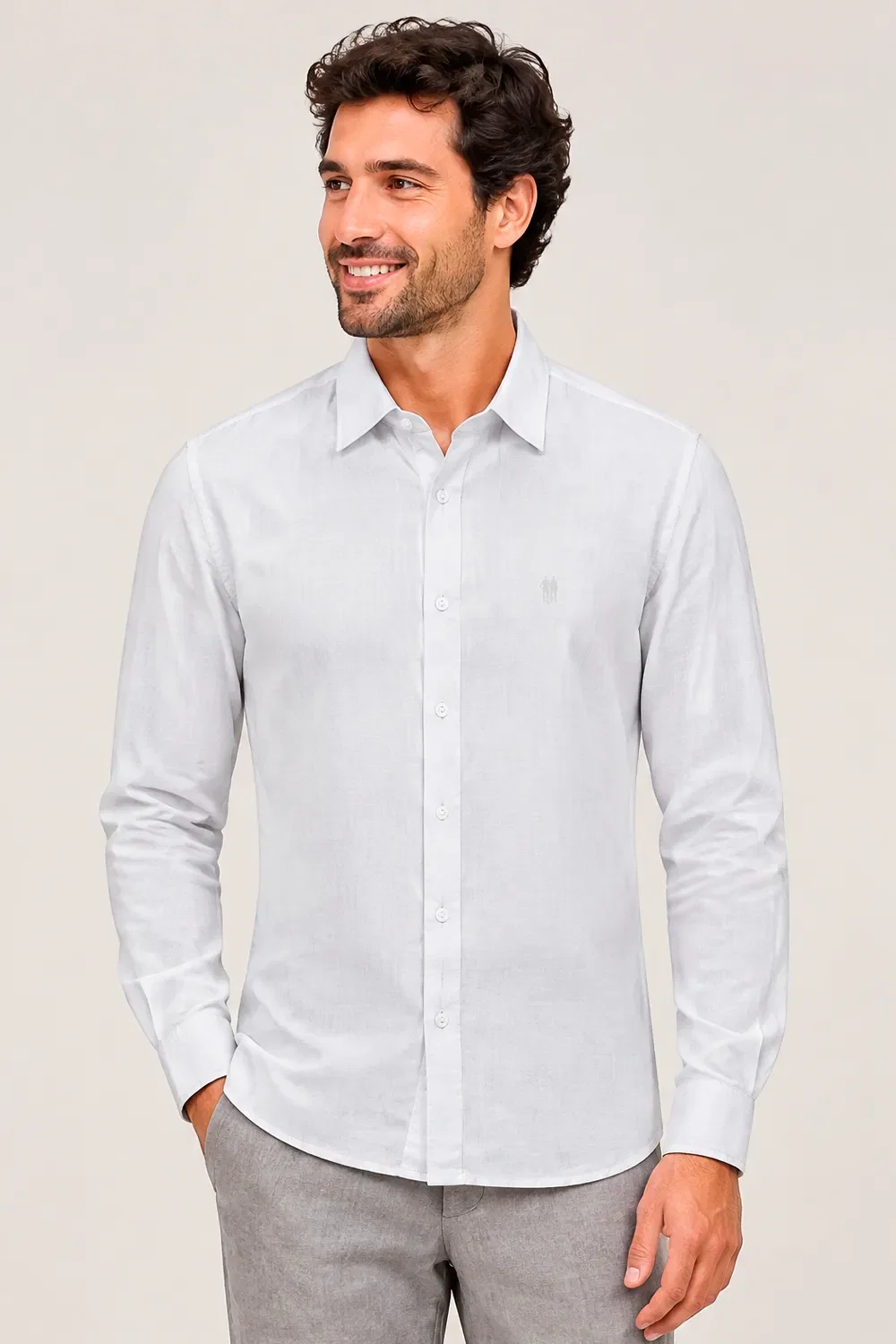 Camisa Masculina Manga Longa Polo Wear Branco