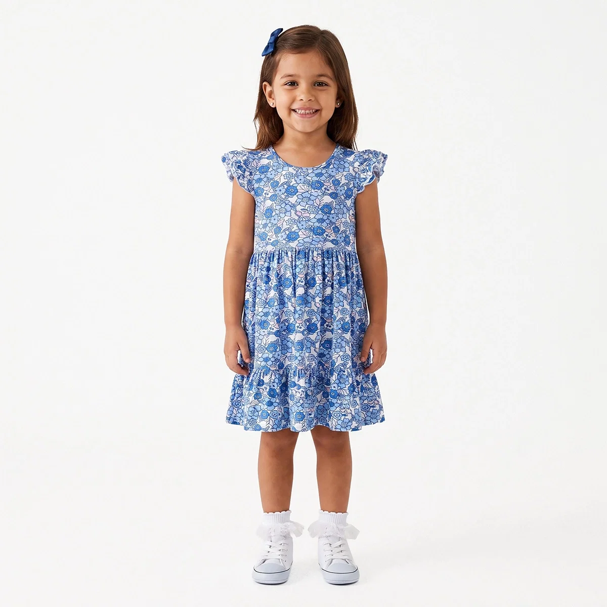 Vestido Manga Curta Kids Floral Paris Viscolycra Estampada Toque Especial Tip Top