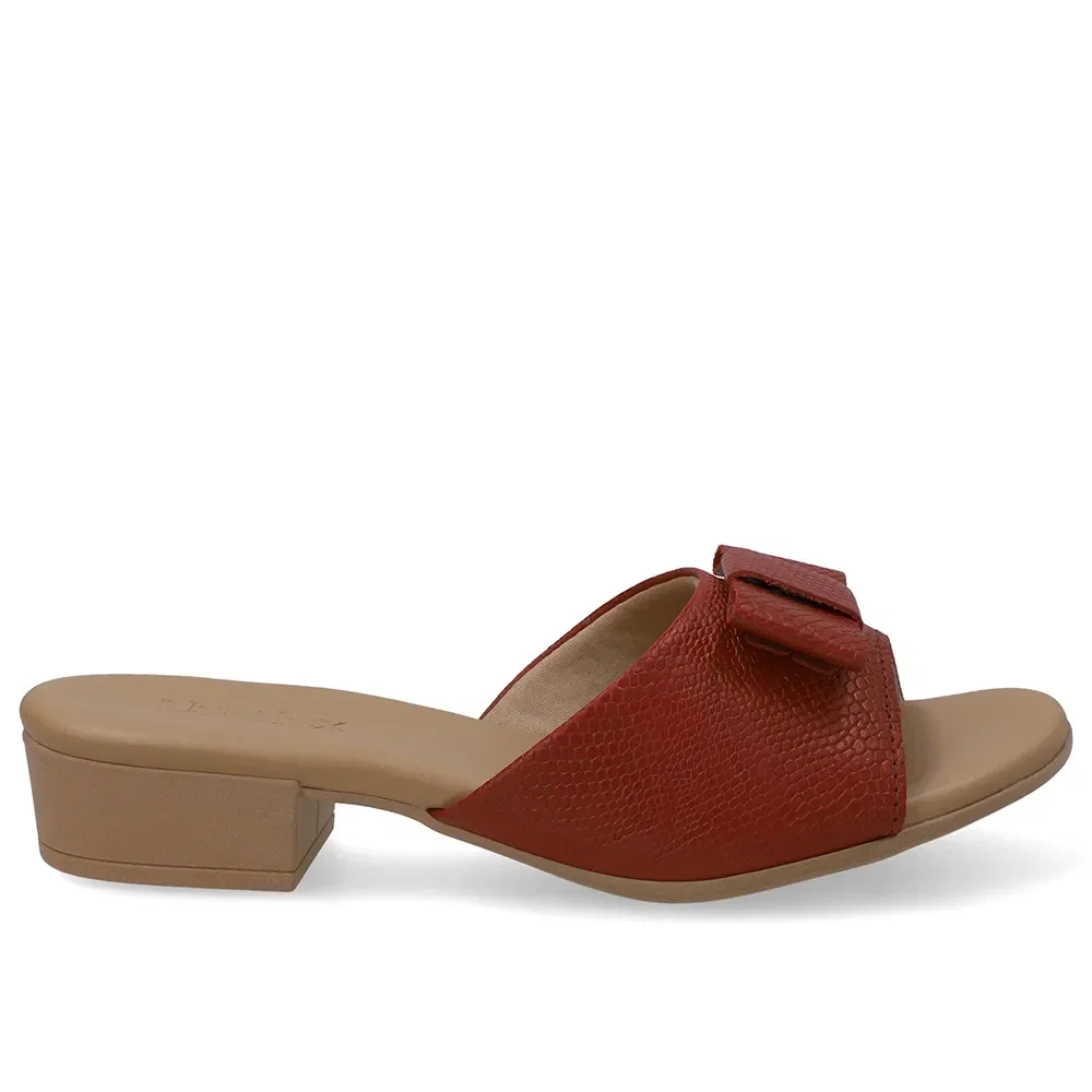 Tamanco Salto Bloco Couro Vermelho Rouge — imagem 1
