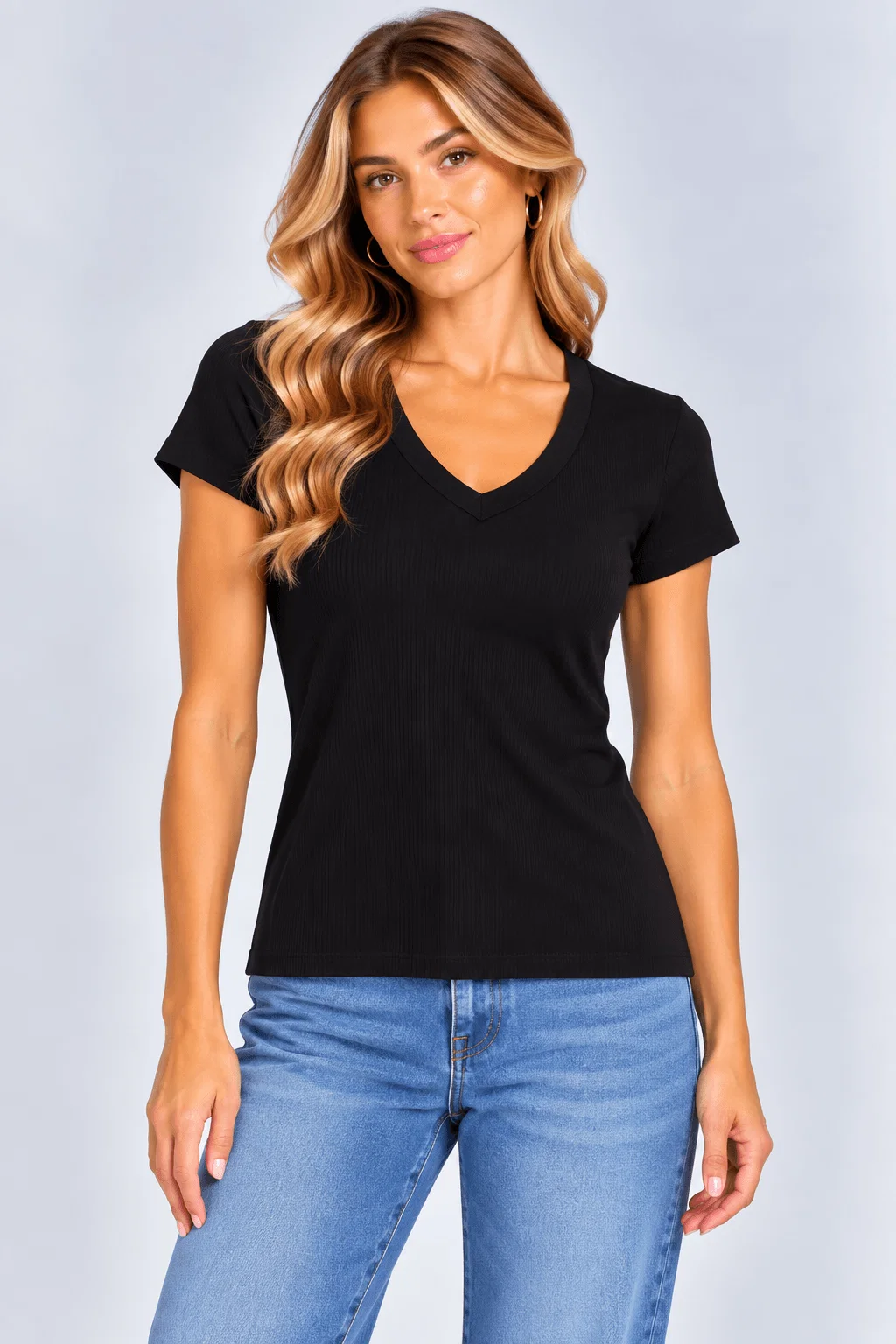 Blusa Sem Manga Decote v - Preto
