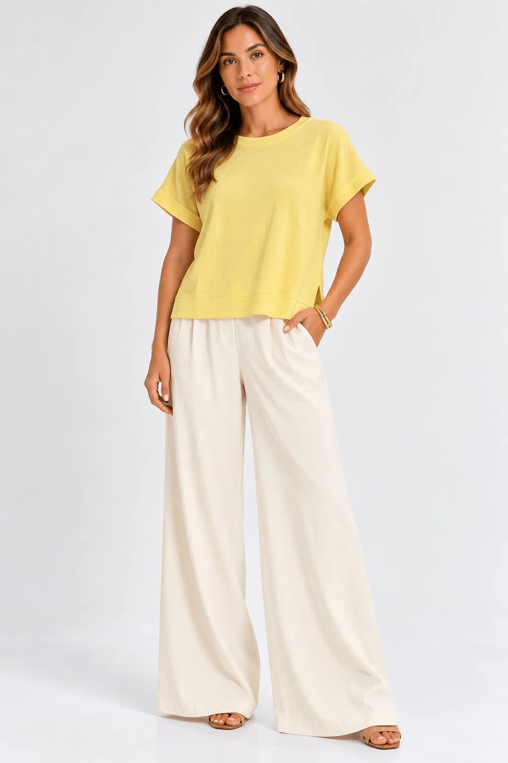 Blusa Ampla Decote Canoa - Amarelo