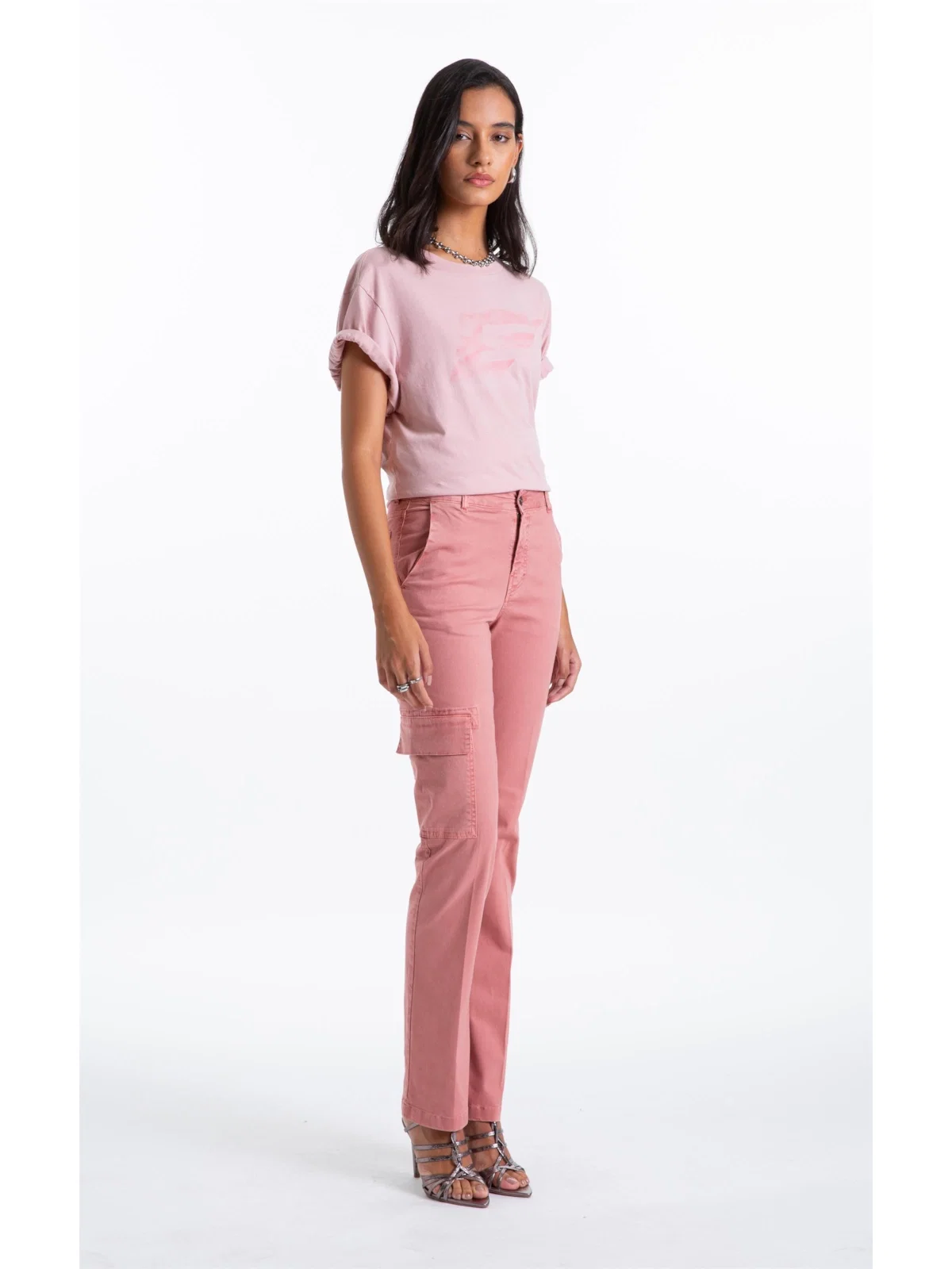 Calça Color Twill Power Reta Cargo Blush — imagem 1