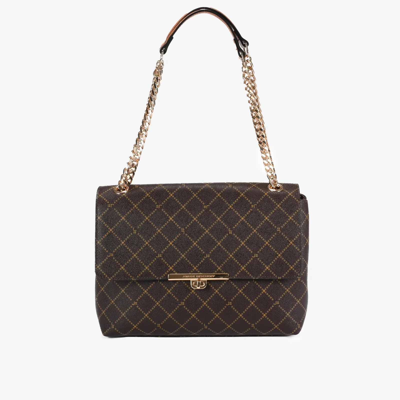 Bolsa De Ombro Marrom Monograma JB