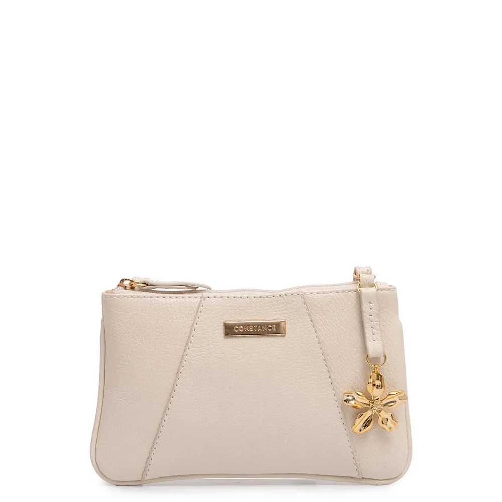 Bolsa Pequena Couro Flor Off White
