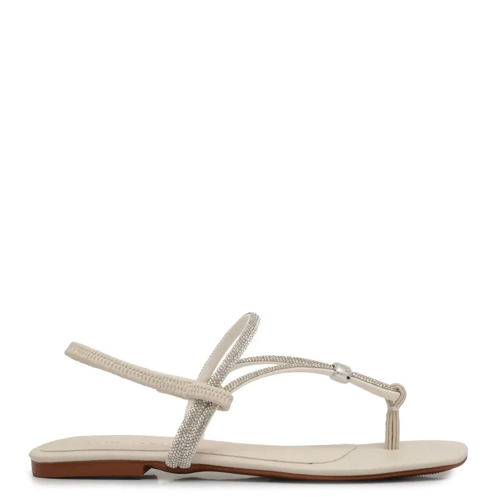 Rasteira Off White Strass