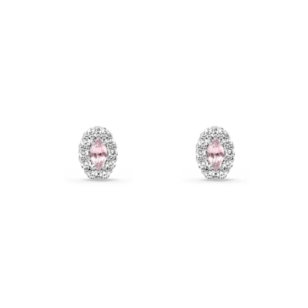 Brinco Life Blend em Prata 925 com Pedra Rosa e Incolores