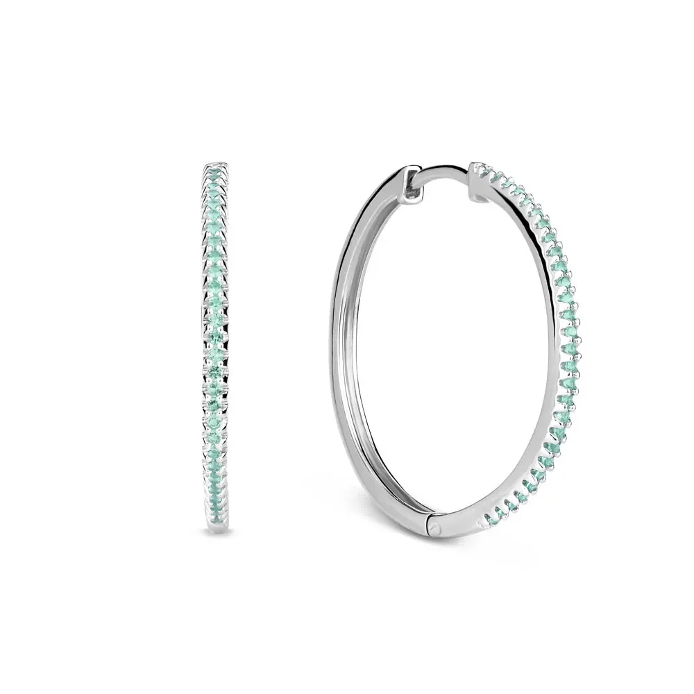 Argola Life Pavê II em Prata 925 com Pedras Azuis, 25mm — imagem 1
