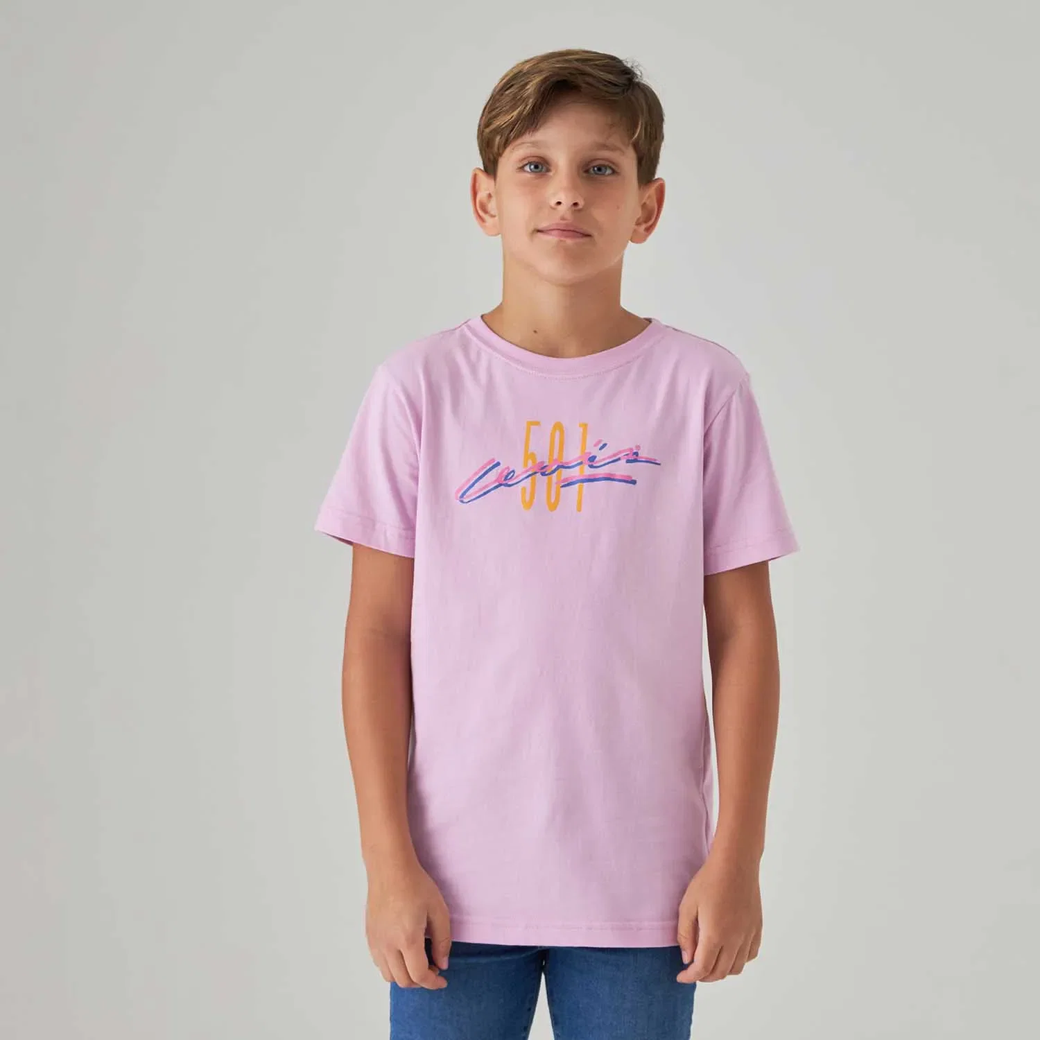 Camiseta Levi's Infantil 501 Archival Roxa Manga Curta