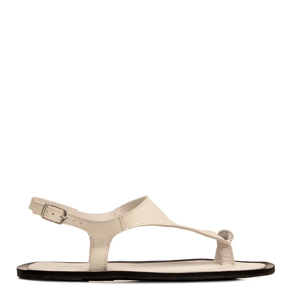 Rasteira Off White Couro Enfeites — imagem 1