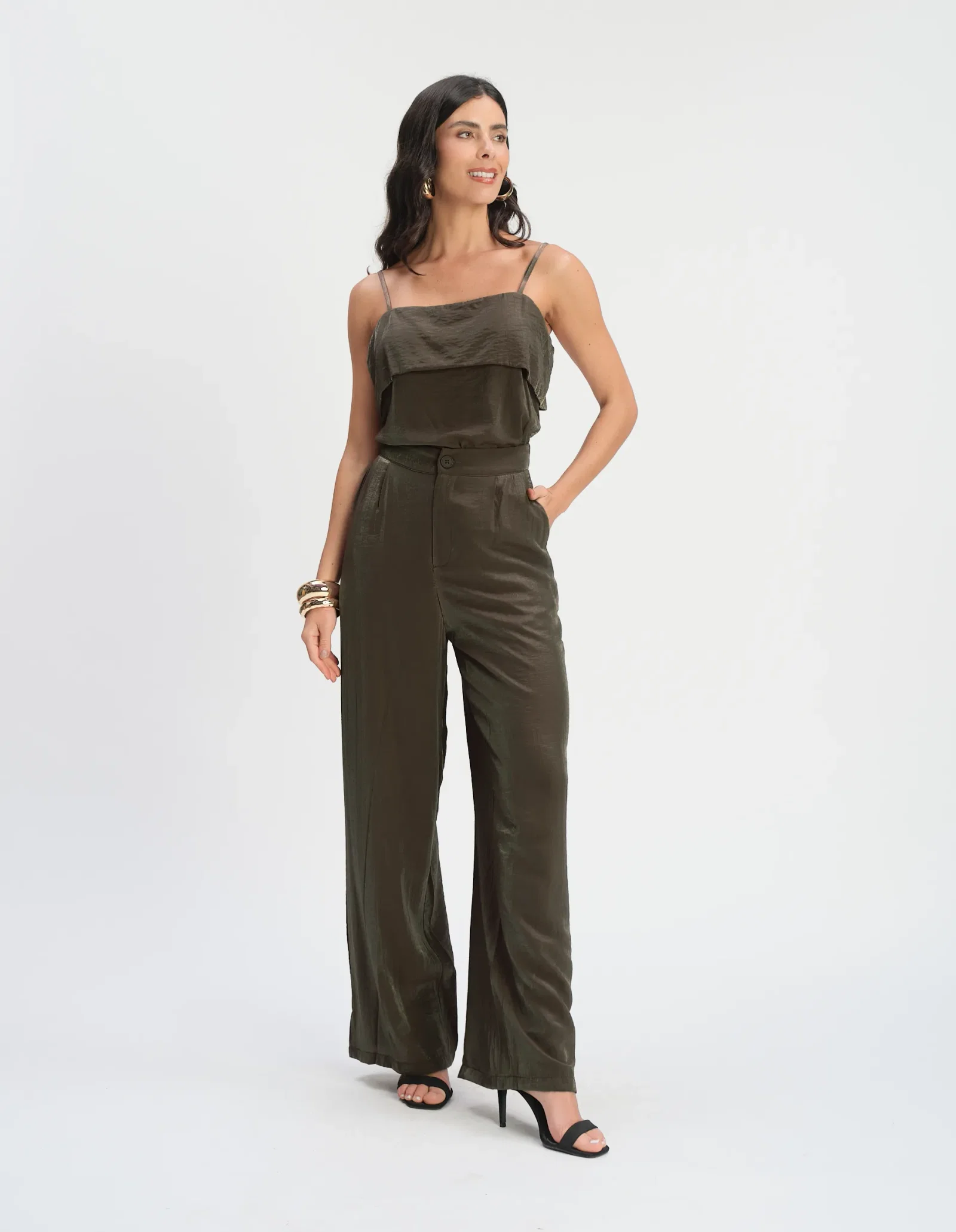 Calça Alfaiataria Com Pregas - Verde — imagem 1